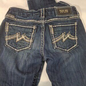 Miss Me Jeans Women's 27 Mid Rise JE104352L Skinny Blue Embroidered